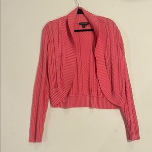 Lauren Ralph Lauren Open Front Cable Knit Pink Cardigan XL